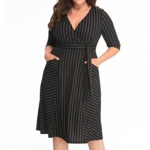 Kiyonna Black Pinstripe Dress - 3X